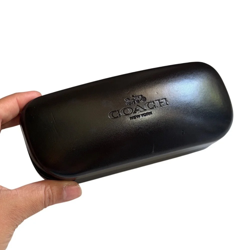 Coach New York Black Hard Shell Clamshell Eyewear Case with Cleaning Cloth